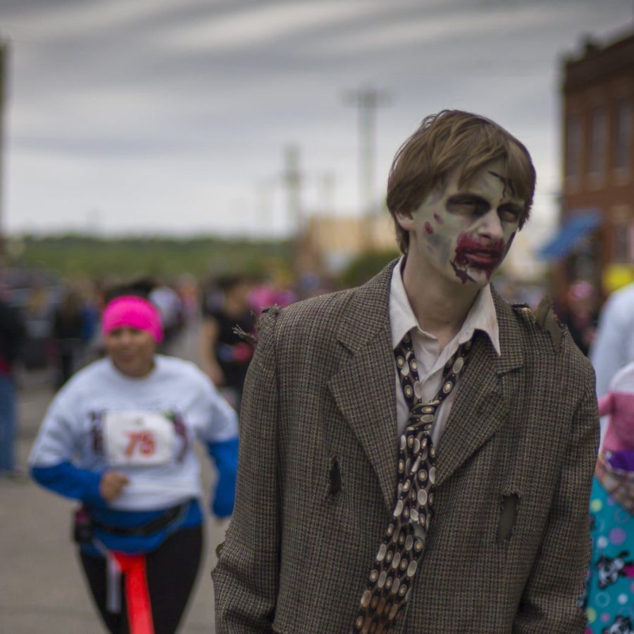 Tweed Wearing Zombie — Oklahoma’s Premier Zombie Race: Zombie Bolt 5K, Guthrie, Oklahoma