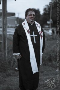 The Priest (Bruce Nobles: Scariest Zombie Prize Winner) — Oklahoma’s Premier Zombie Race: Zombie Bolt 5K, Guthrie, Oklahoma