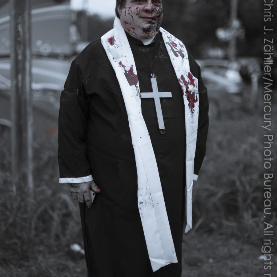 The Priest (Bruce Nobles: Scariest Zombie Prize Winner) — Oklahoma’s Premier Zombie Race: Zombie Bolt 5K, Guthrie, Oklahoma