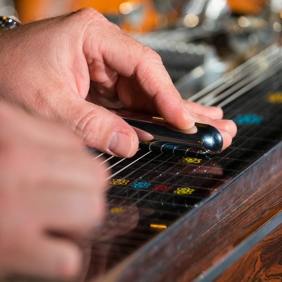 Geoff Queen Lap Steel (Detail) — 21st Annual Woody Guthrie Festival, 2018