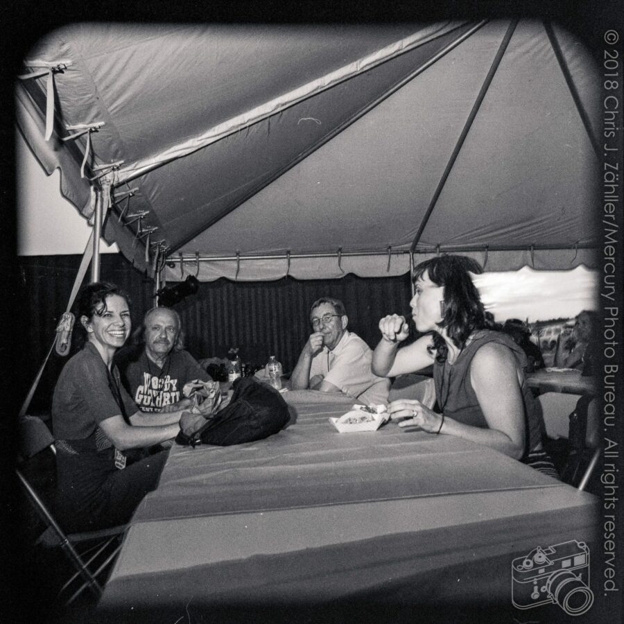 Abbie Gardner, Barry Ollman, & Terry “Buffalo” Ware — Backstage at the 21st Annual Woody Guthrie Festival, 2018