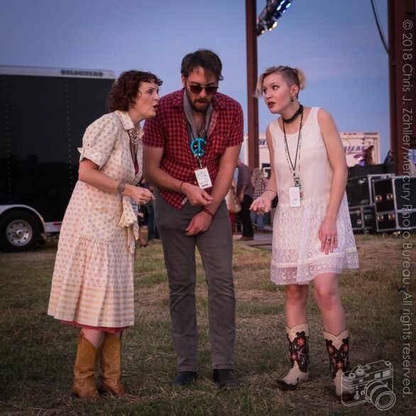 Nellie Marie Clay, Jason Scott, & Ken Pomeroy Rehearsing (II) — Backstage at the 21st Annual Woody Guthrie Festival, 2018