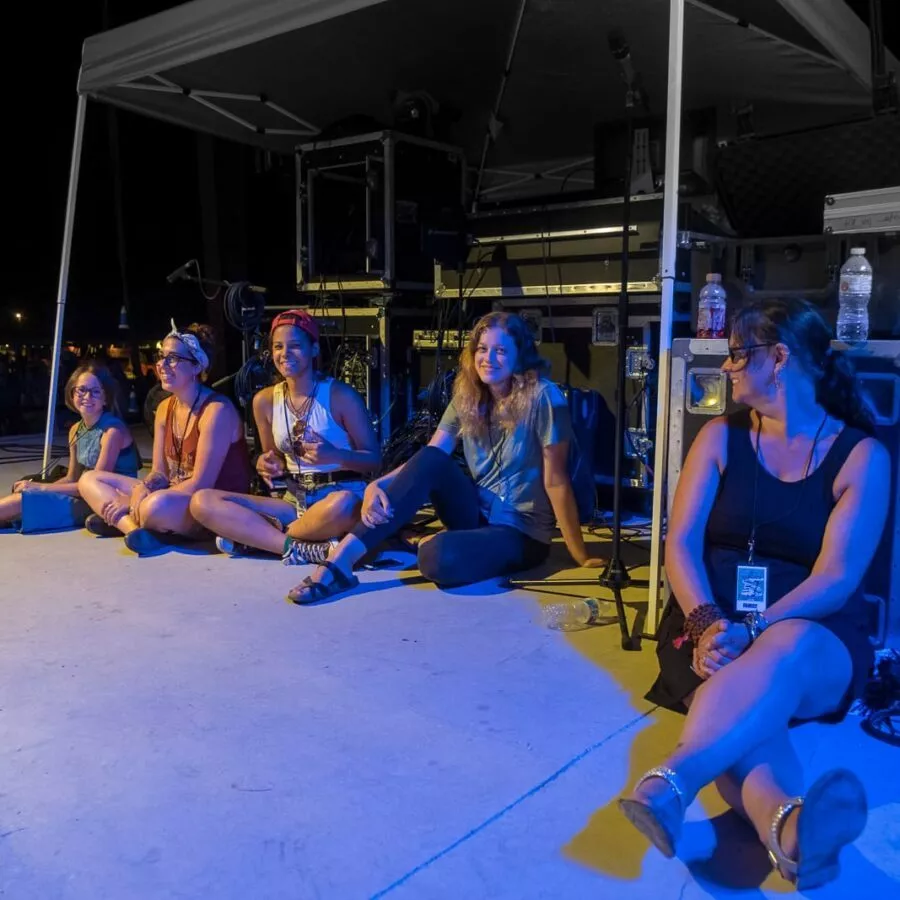 Guthrie Family Watching Jason Mraz from Stage Right — 21st Annual Woody Guthrie Festival, 2018