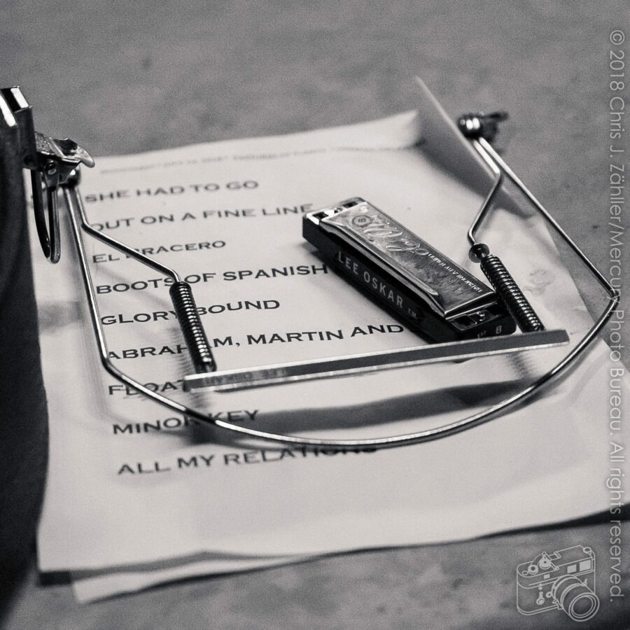 Joel Rafael’s Harmonica & Set List — Backstage at the 21st Annual Woody Guthrie Festival, 2018