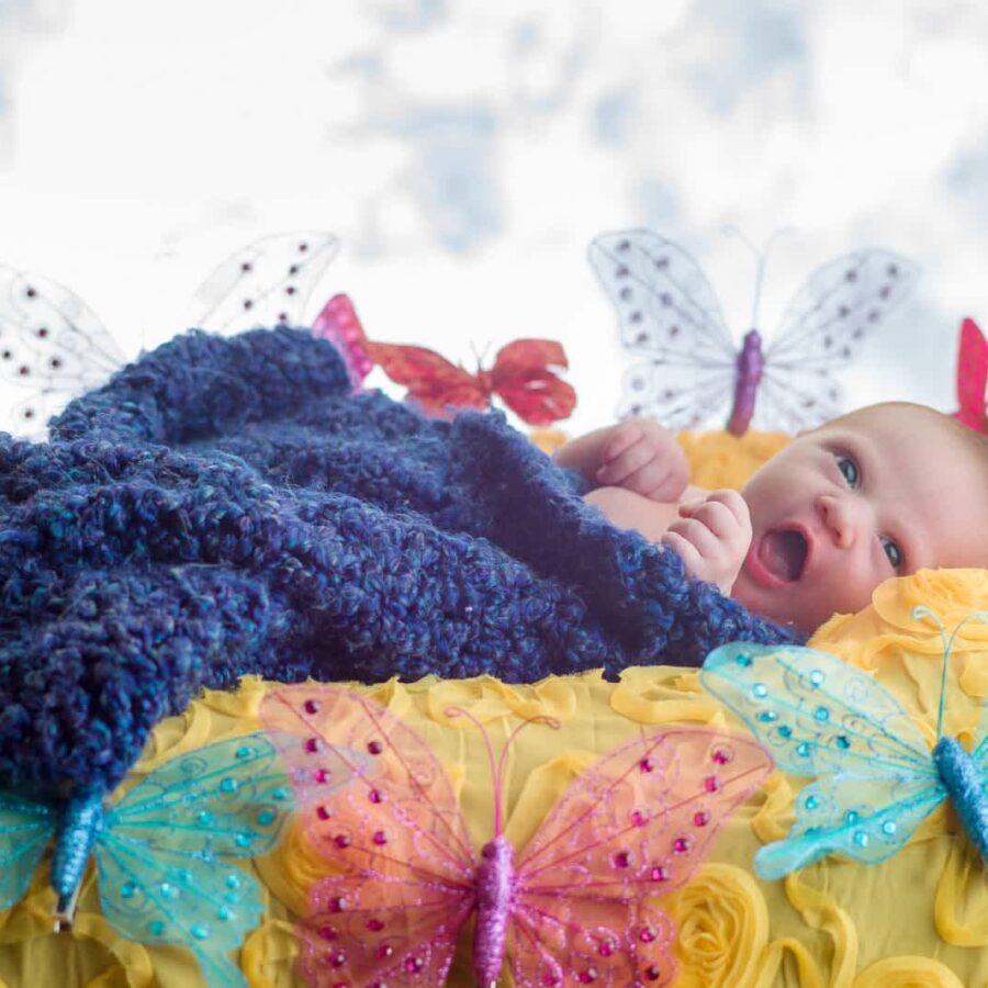 Jazz Marie Goad with Butterflies (i) — Newborn Portrait at 2 Weeks Old