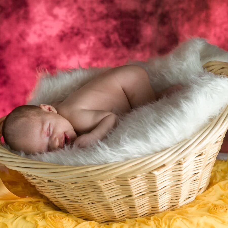 Jazz Marie Goad (Basket, Color) — Newborn Portrait at 3½ Weeks Old