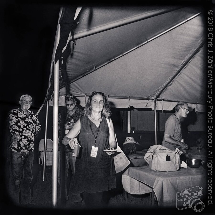 Bob Sokol, Hank Woji, Vivian Nesbitt, & Johnsmith — Backstage at the 21st Annual Woody Guthrie Festival, 2018