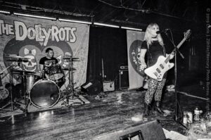 Kelly talking to Audience — The Dollyrots at the 89th St Collective