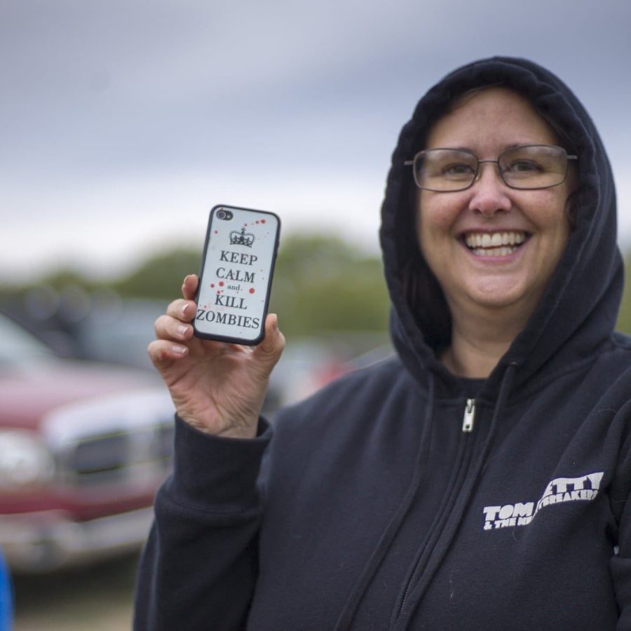 Bruce's Wife Shows His iPhone (Keep Calm and Kill Zombies) — Oklahoma’s Premier Zombie Race: Zombie Bolt 5K, Guthrie, Oklahoma