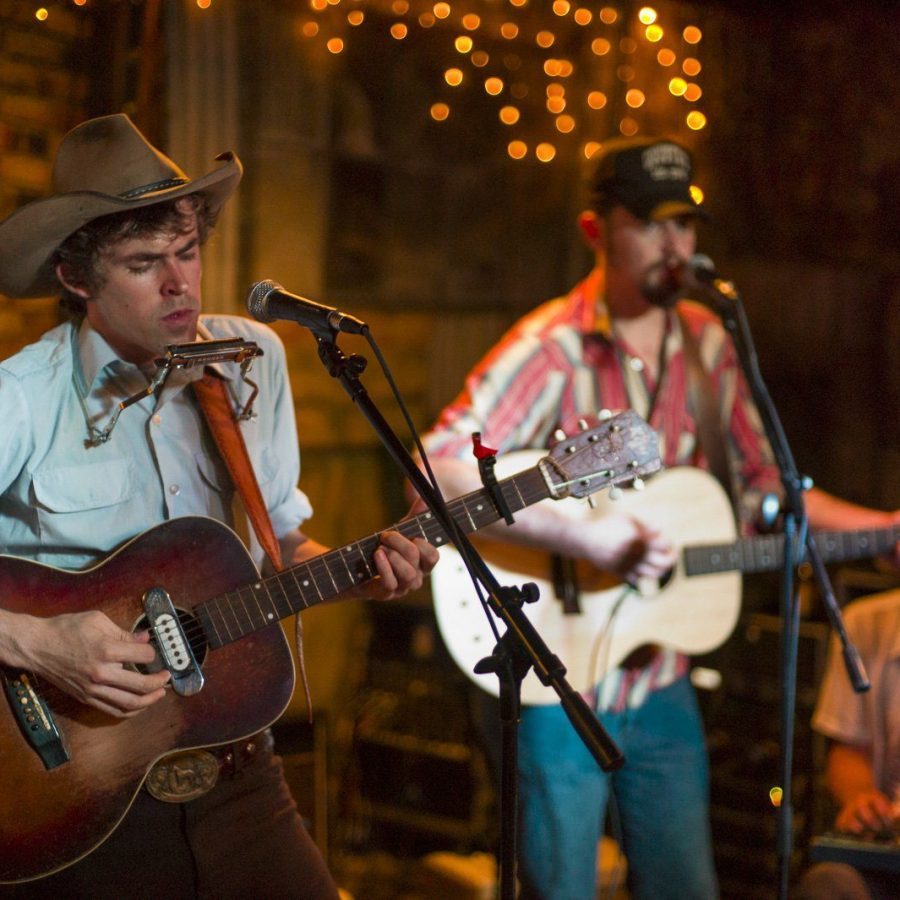 Sam, Riley, & Special Guest Douglas Francisco (III) — Sam Doores + Riley Downing & the Tumbleweeds at the Brick Café, Woody Guthrie Folk Festival 16