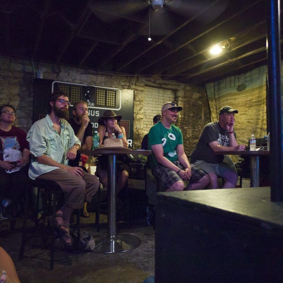 Audience — Sam Doores + Riley Downing & the Tumbleweeds at the Brick Café, Woody Guthrie Folk Festival 16