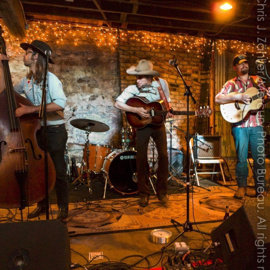 Dan, Sam, & Riley — Sam Doores + Riley Downing & the Tumbleweeds at the Brick Café, Woody Guthrie Folk Festival 16
