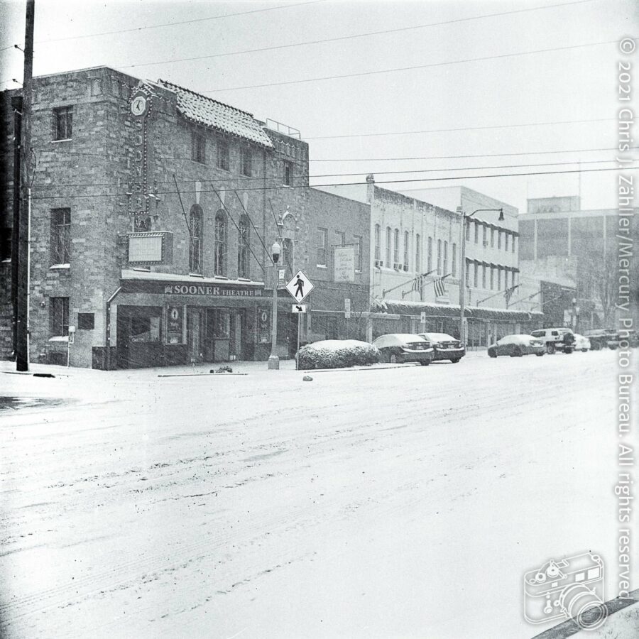 Sooner Theatre in Snow, Valentine’s Day 2021