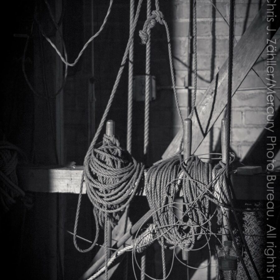 Backstage Rigging at the Crystal Theatre — 17th Annual Woody Guthrie Folk Festival, 2014