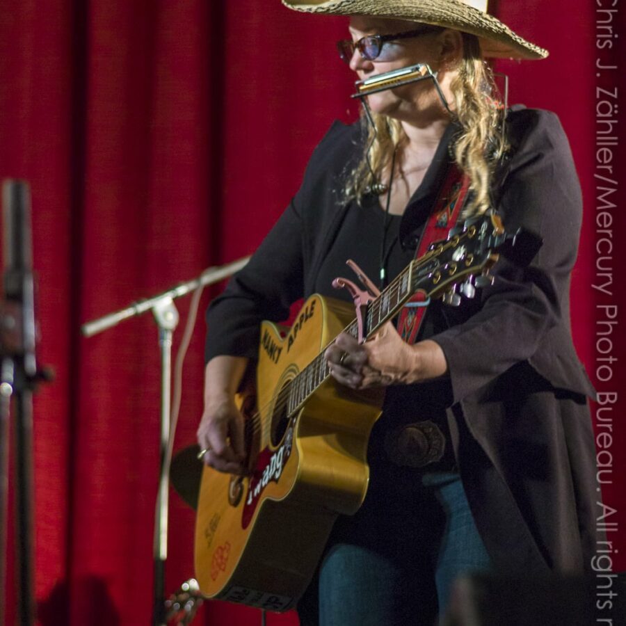 Nancy with Harmonica — 17th Annual Woody Guthrie Folk Festival, 2014